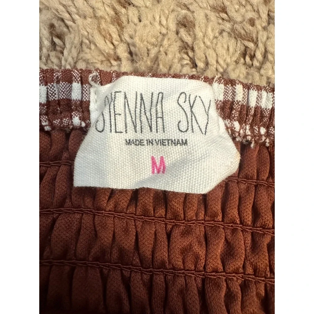 Sienna Sky Skort Women's Brown Gingham Pull On Elastic Waist Size Medium